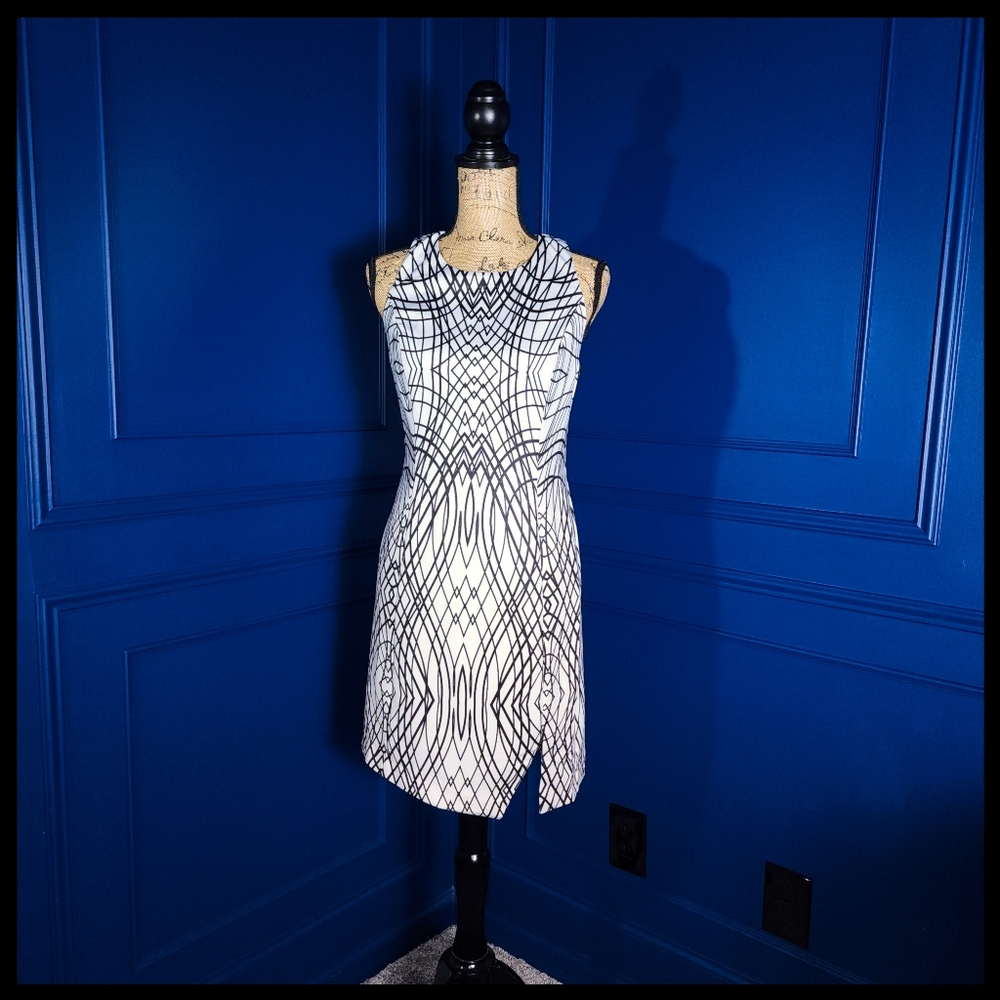Marisa Kenson Black and White Sleeveless Pencil Dress